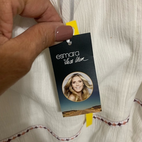 ESMARA By Heidi Klum White Boho Maxi Embroidered Dress New WT Size 8 - Picture 7 of 7